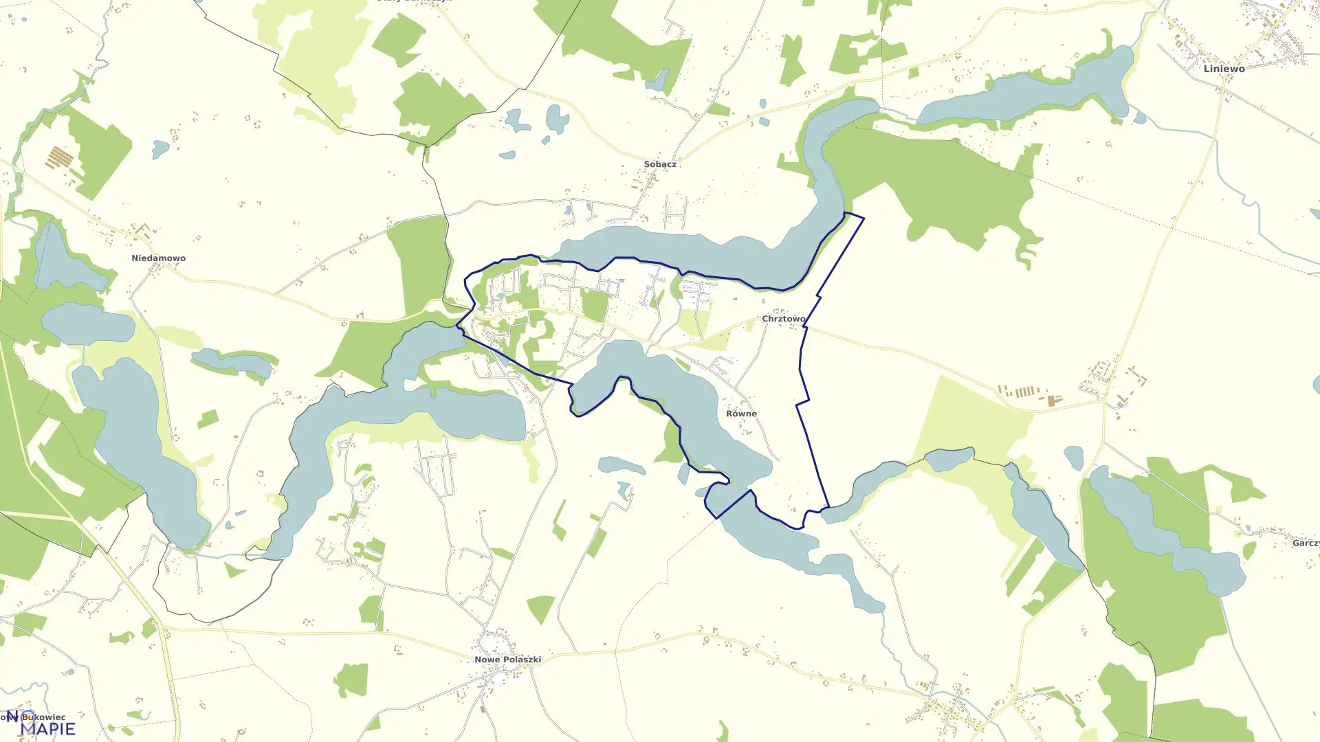 Mapa obrębu Chrztowo w gminie Liniewo