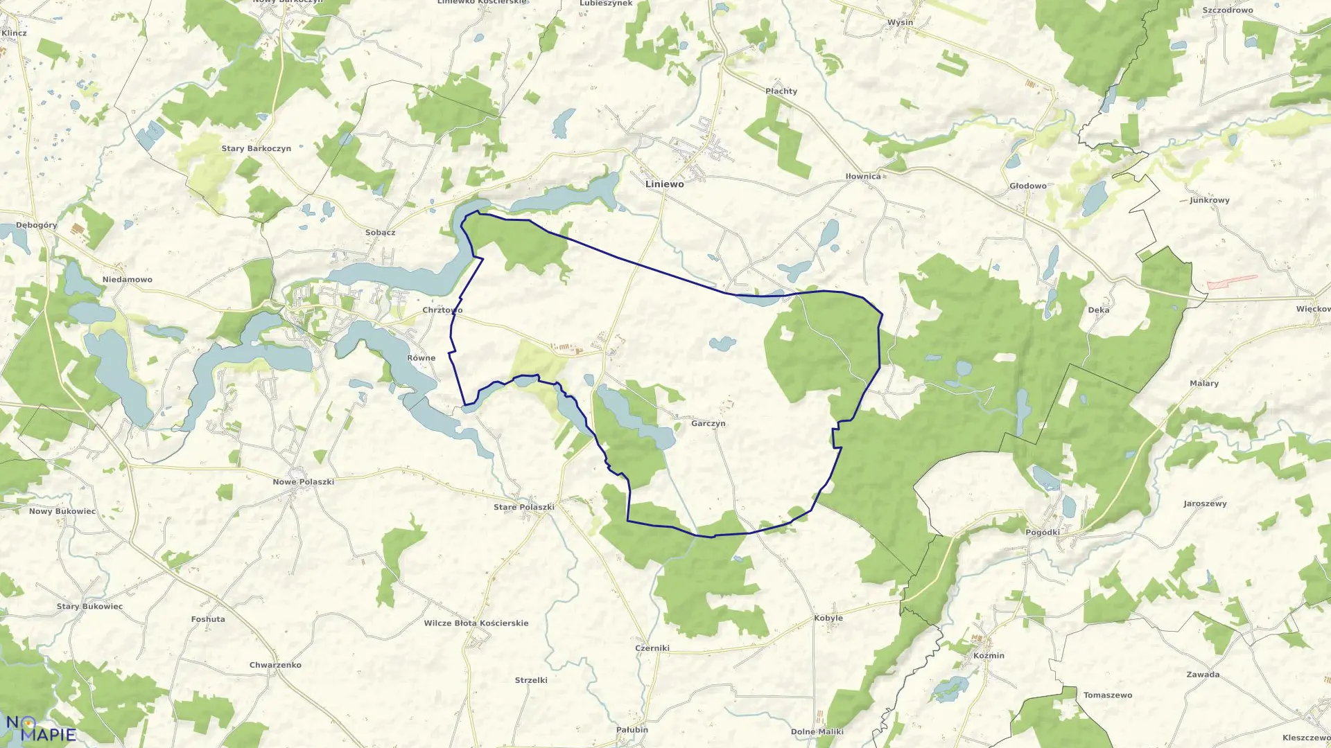 Mapa obrębu Garczyn w gminie Liniewo
