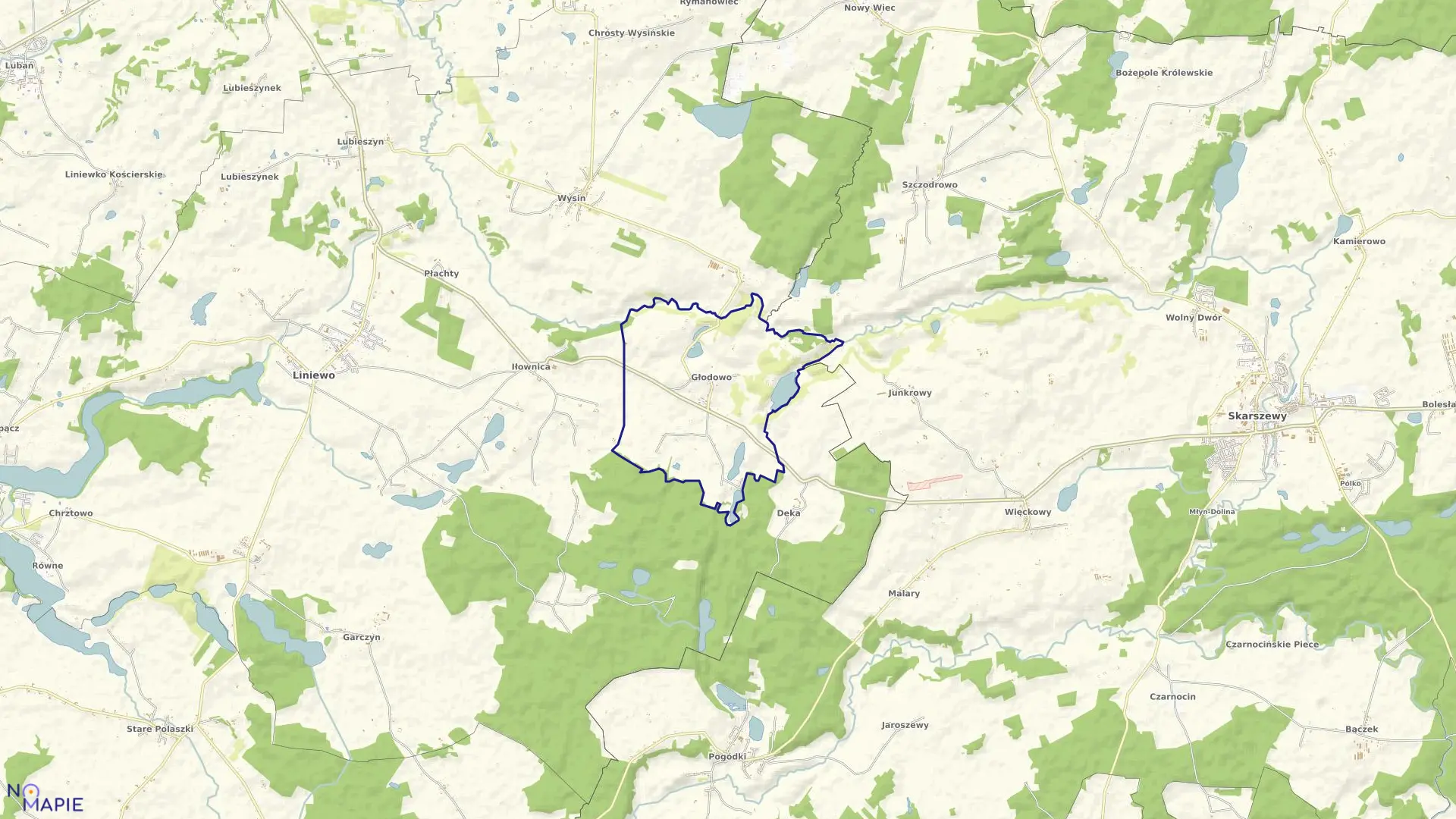 Mapa obrębu Głodowo w gminie Liniewo