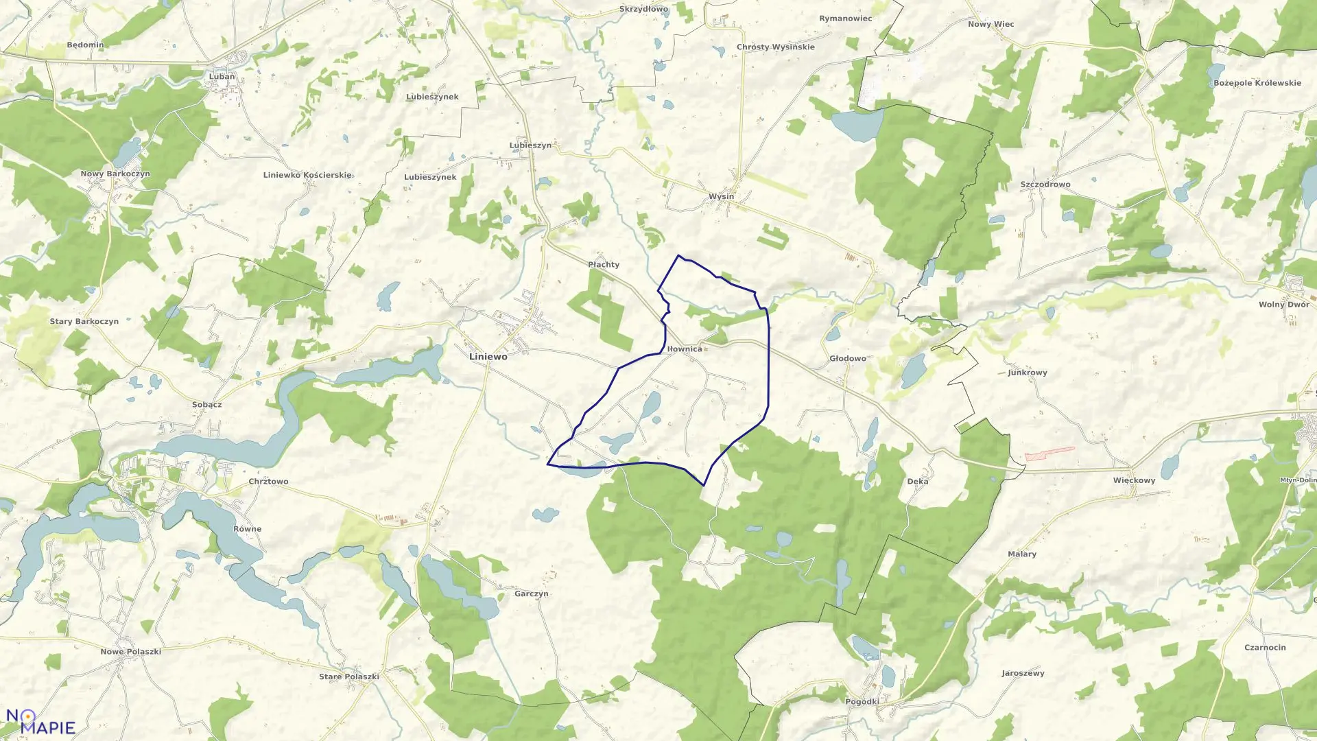 Mapa obrębu Iłownica w gminie Liniewo