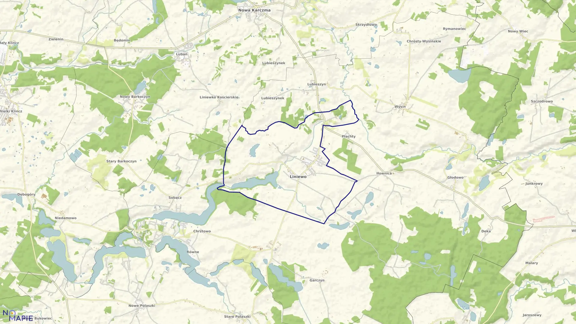 Mapa obrębu Liniewo w gminie Liniewo