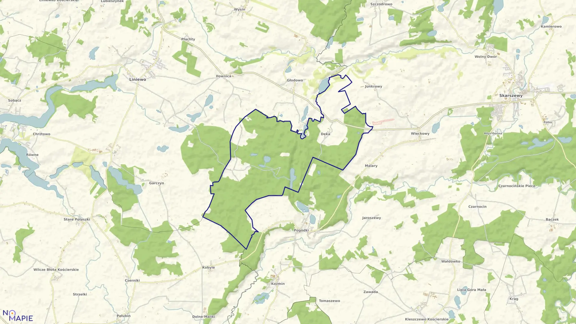 Mapa obrębu Milonki w gminie Liniewo